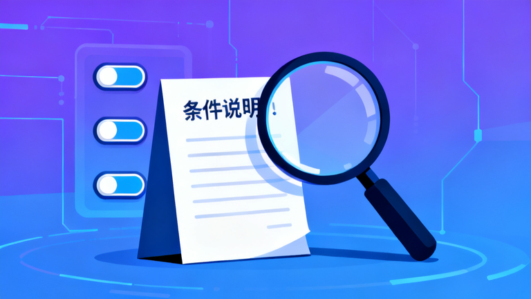 放大镜查看条件便签示意插画