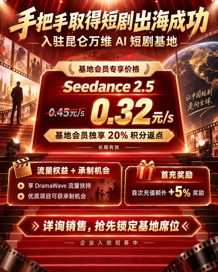 已经入驻北京亦庄或上海徐汇AI短剧基地的团队,还可咨询基地专