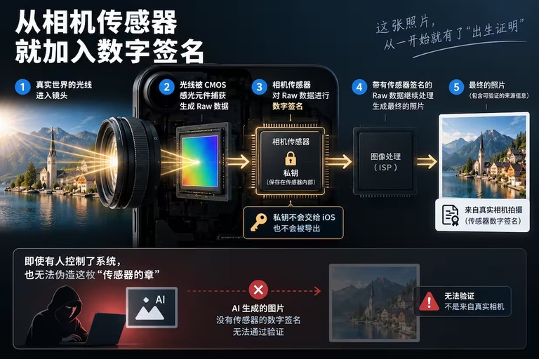 签名在传感器生成原始数据时就完成