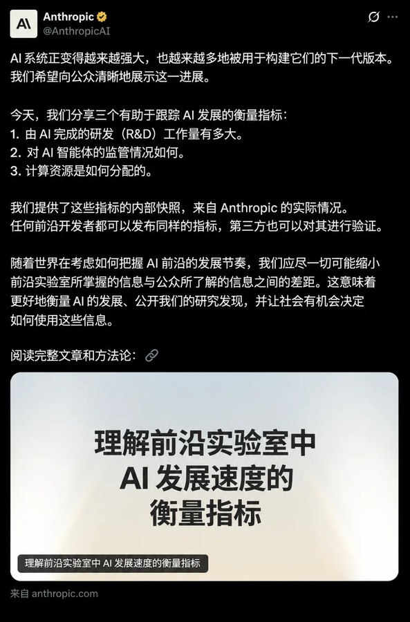 Anthropic 官方发布的三项指标说明