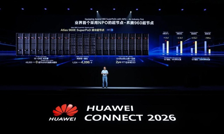 昇腾 960 超节点架构图,含液冷与统一互联标注