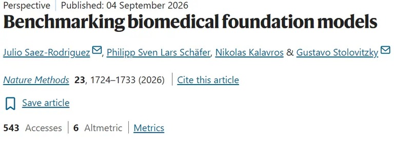 论文《Benchmarking biomedical foundation models》的官网页面截图