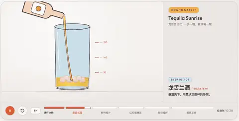 轻量模型生成的鸡尾酒调制动画