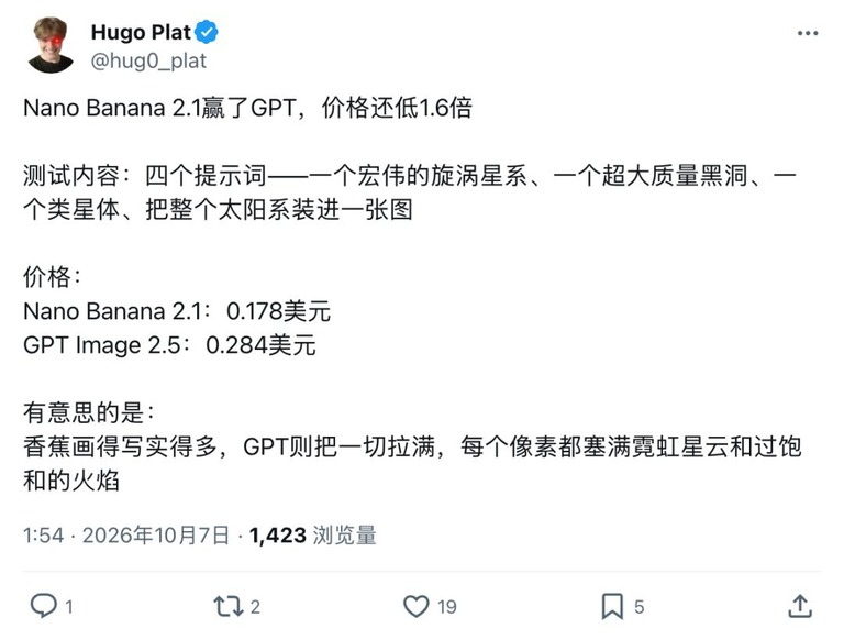 四道太空题对比的推文截图。