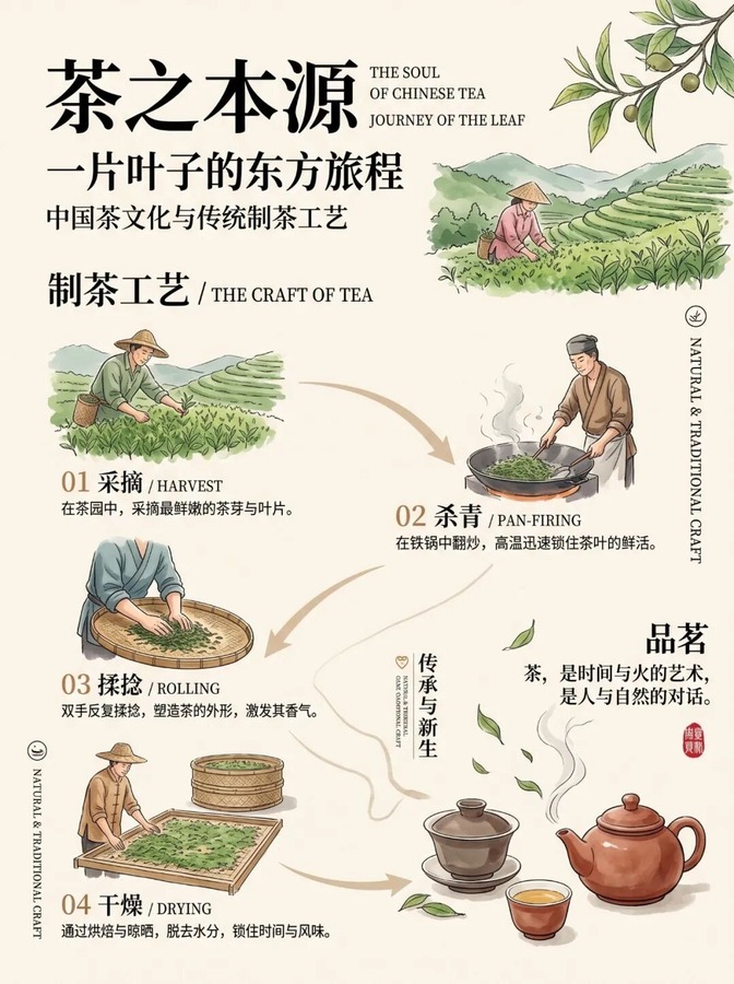 中国茶题材长图海报。