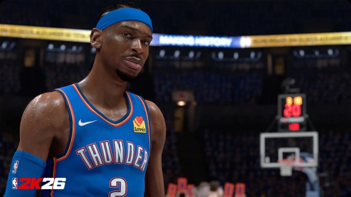 一张《NBA 2K26》的比赛画面截图。