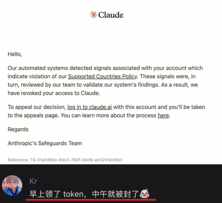 封号邮件截图