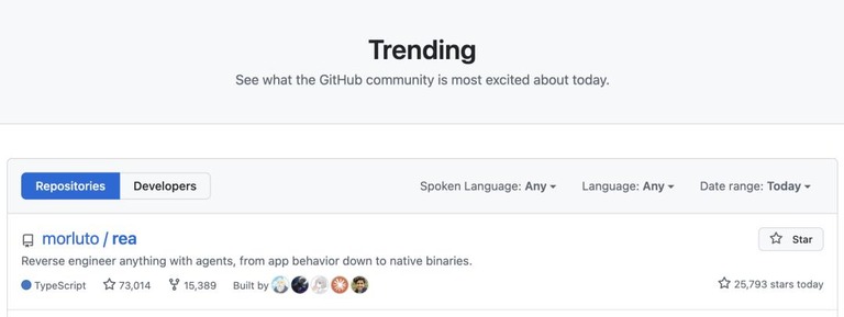 GitHub Trending 榜单页