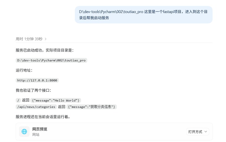 启动本地服务截图