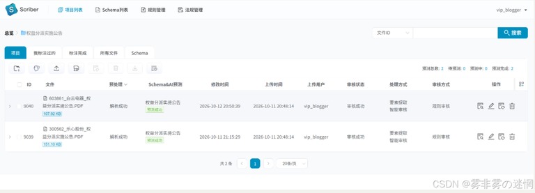 平台规则管理页截图