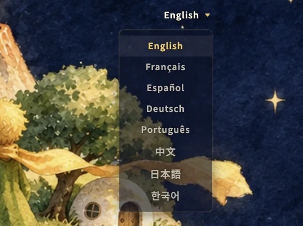 官网列出的语言选项