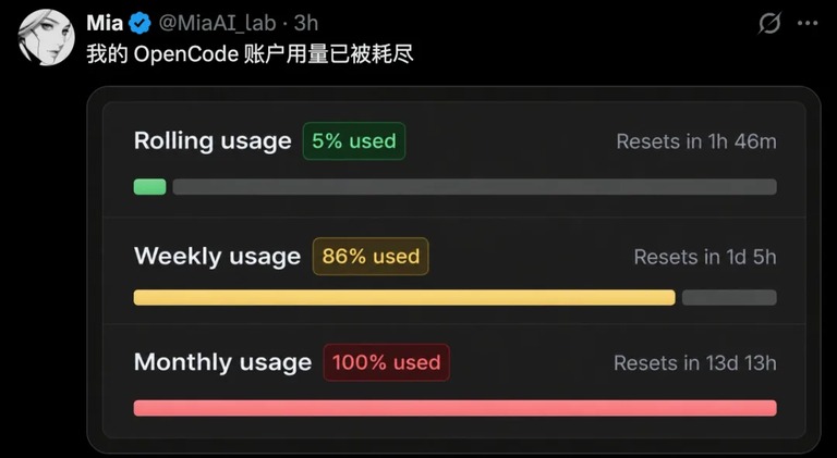 开发者晒出的用量告警
